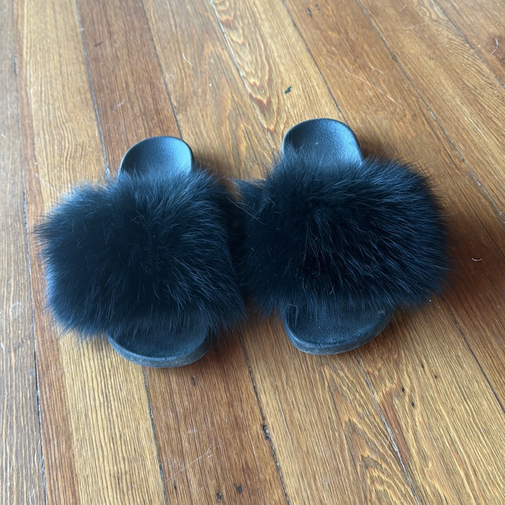 fluffy fur slides / sandals - Picture 5 of 5